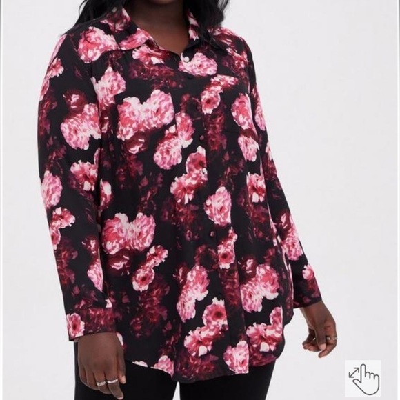 Torrid Madison Georgette Button-Up Long Sleeve Tunic Shirt size 2X - Picture 1 of 8